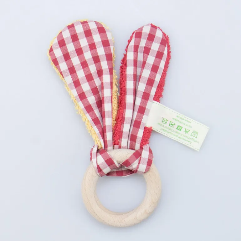 Efie Greifling Holzring mit Tuch gelb