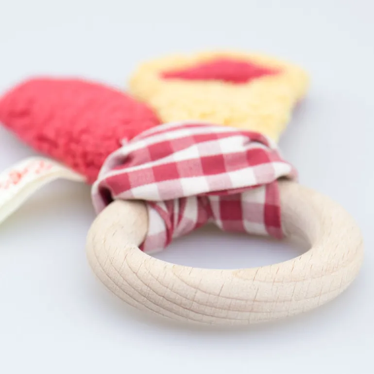 Efie Greifling Holzring mit Tuch gelb
