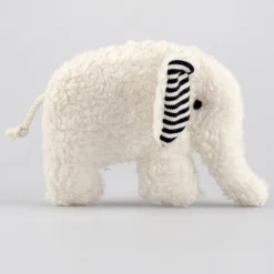 Greifling Elefant natur-blau - mit Rassel / mit Schafwollfüllung / mit Kirschkernfüllung