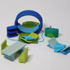 Grimm's Puppen Bauhaus blaugrün