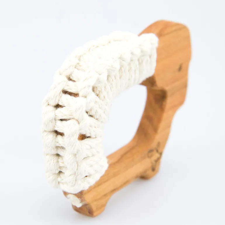 Holzgreiftier Schaf mit Bio-Baumwollgarn