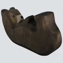 Holzwald Holzfigur Bär klein liegend