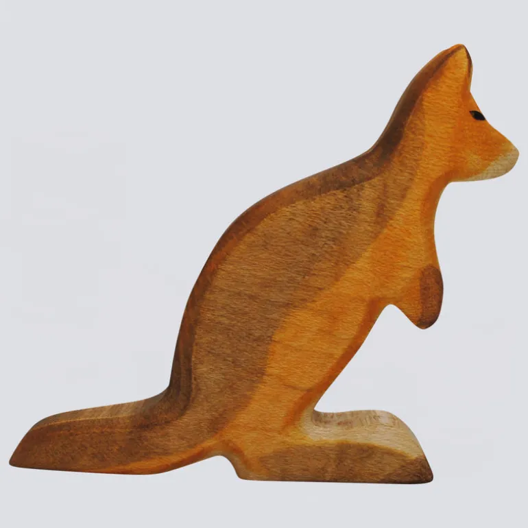 Holzwald Holzfigur Känguru Vater