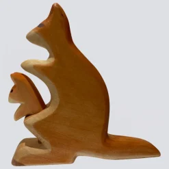 Holzwald Holzfigur Känguru mit Baby