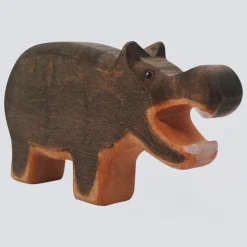 Holzwald Holzfigur Nilpferd Maul offen