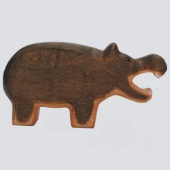 Holzwald Holzfigur Nilpferd Maul offen