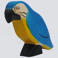 Holzwald Holzfigur Papagei blau
