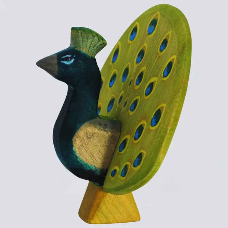 Holzwald Holzfigur Pfau mit Rad