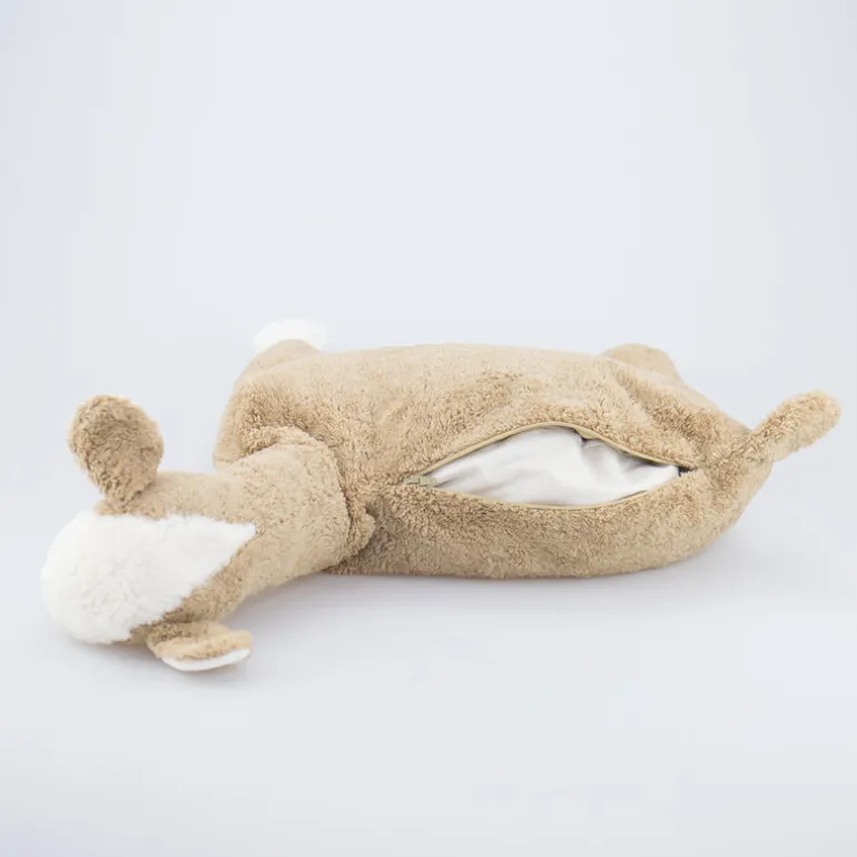 Kuscheltier großes Alpaka braun mit Hirse-Inlett