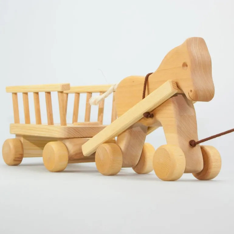 Nachziehpferd mit Leiterwagen