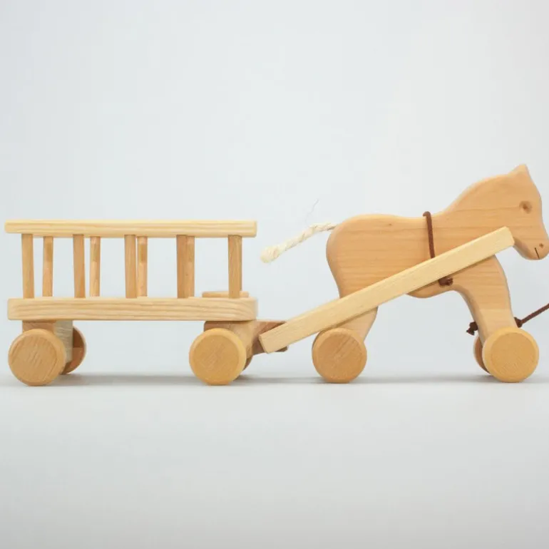 Nachziehpferd mit Leiterwagen