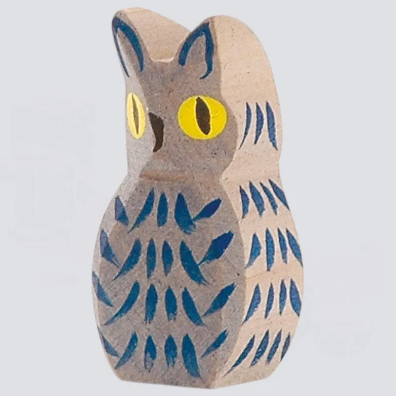 Ostheimer Holzfigur Eule blau
