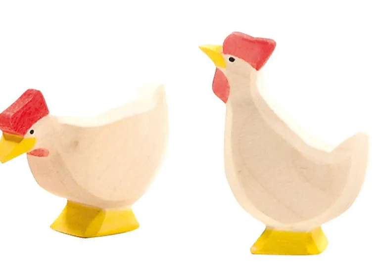 Ostheimer Holzfigur Huhn weiß Kopf hoch