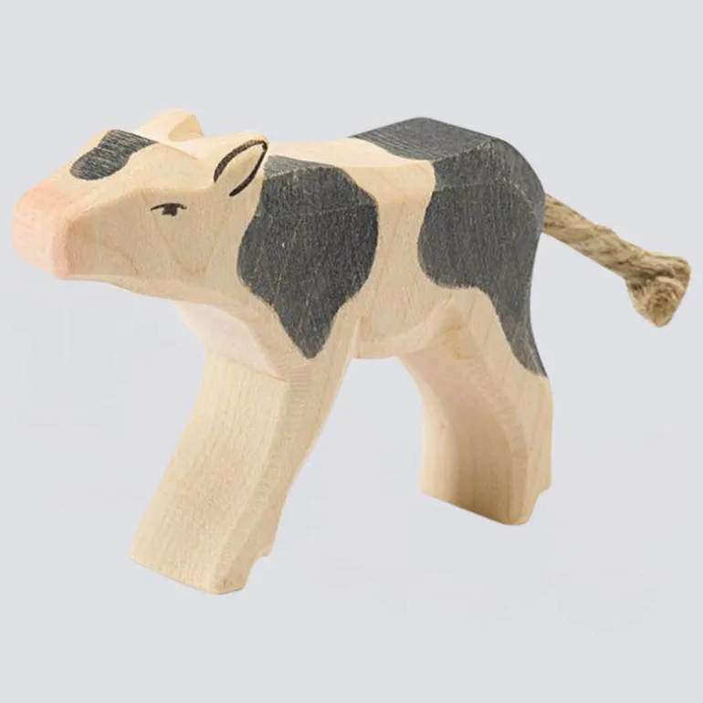 Ostheimer Holzfigur Kalb schwarz trinkend