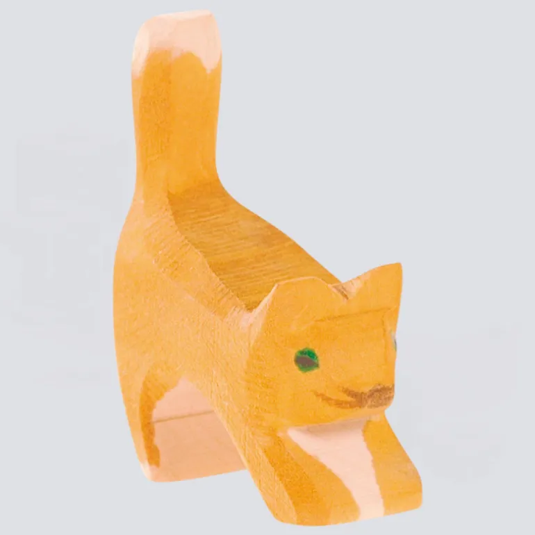 Ostheimer Holzfigur Katze klein Kopf tief