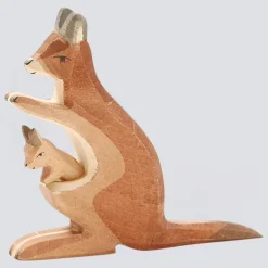 Ostheimer Holzfigur Känguru mit Kind 2-tlg.