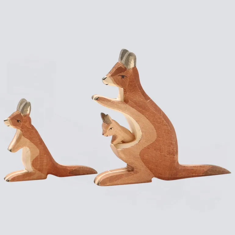 Ostheimer Holzfigur Känguru mit Kind 2-tlg.