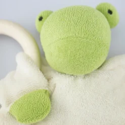Schmusetuch Frosch mit Holzring