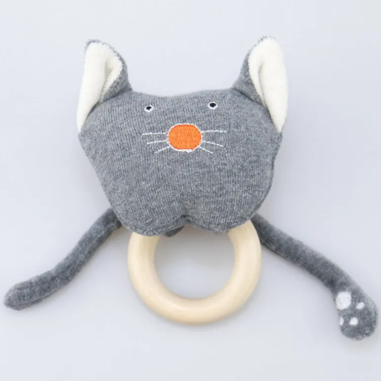 Wooly Organic Rassel Katze mit Holzring