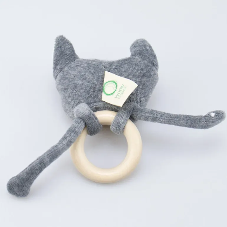 Wooly Organic Rassel Katze mit Holzring