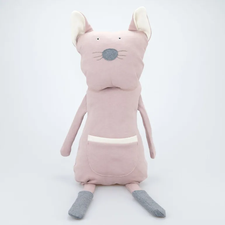 Wooly Organic Riesen-Kuscheltier Katze rosa mit Rucksack